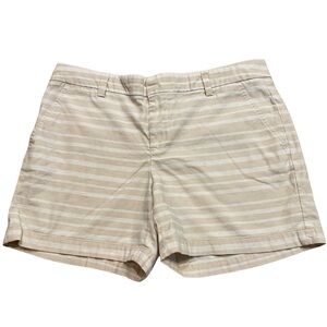 Tommy Hilfiger Cotton Blend Tan and White Striped Shorts.  Size 10